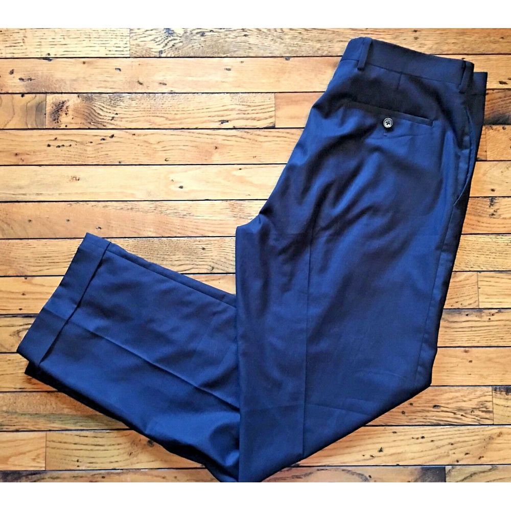 CALVIN KLEIN Men's 34 x 31 Black Dress Pants Slacks Flat‎ Front Cuffs